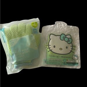 NWT-WOMENS BEAUTY BUNDLE-BLISS EXFOLIATING GLOVES & EN CRÈME HILLO KITTY MASKS